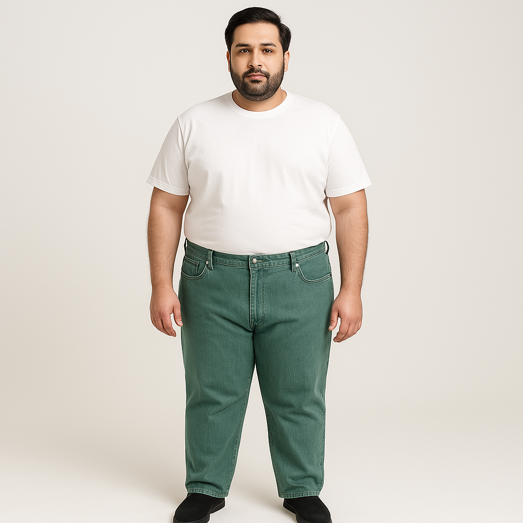 Mossy Green Plus Size Classic Straight-Leg Jeans PSM-9338