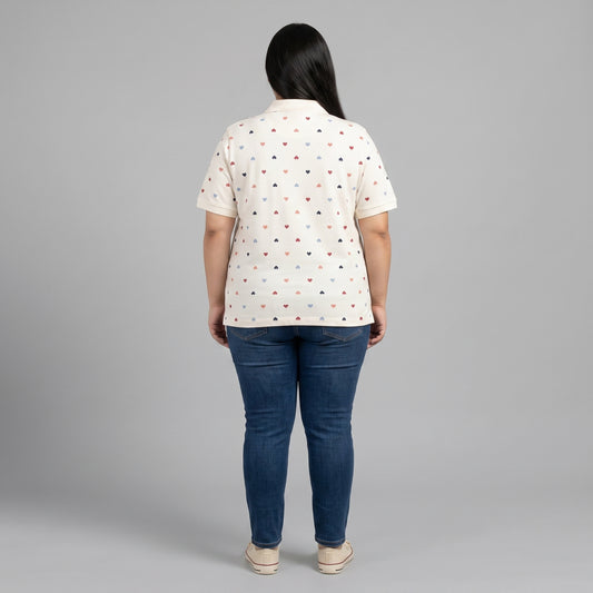 Multi Hearts Polo Tunic | Plus Size - PSW-7231