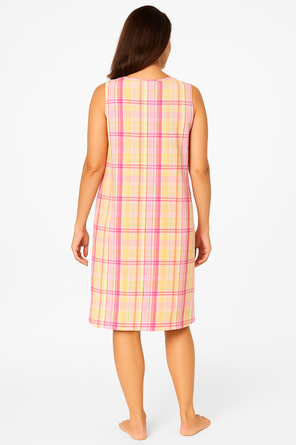 Multi Plaid Short Sleeveless Sleepshirt PSW-9945