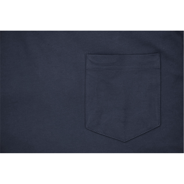 Navy Big & Tall Cotton Pocket Plus Size T-Shirt with crewneck and chest pocket