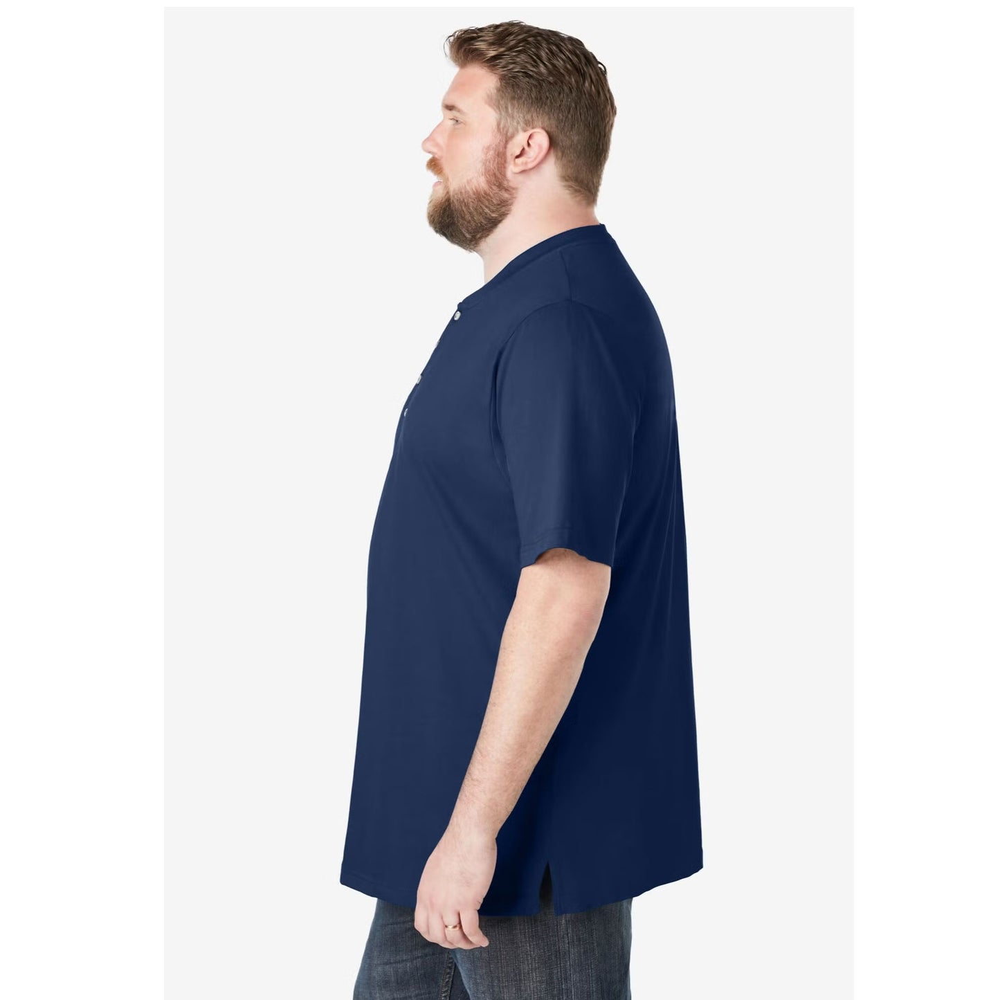 Navy Big & Tall Henley T-Shirt with button placket and relaxed fit