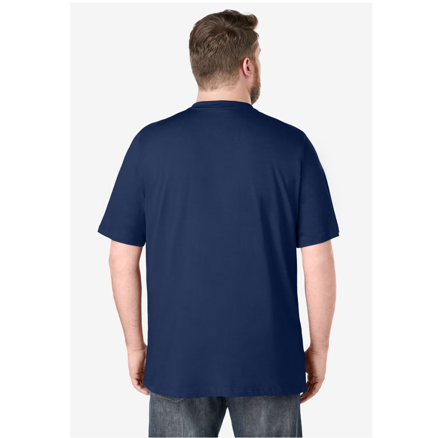 Navy Big & Tall Henley T-Shirt with button placket and relaxed fit