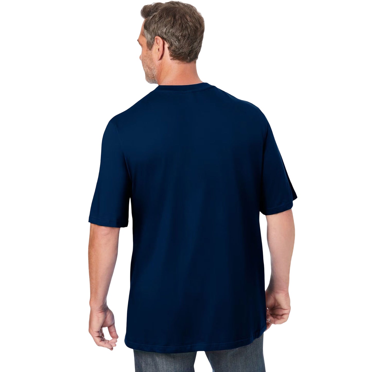 Navy Blue Big Size Pocket Crewneck T-Shirt – Relaxed Fit for Plus Size