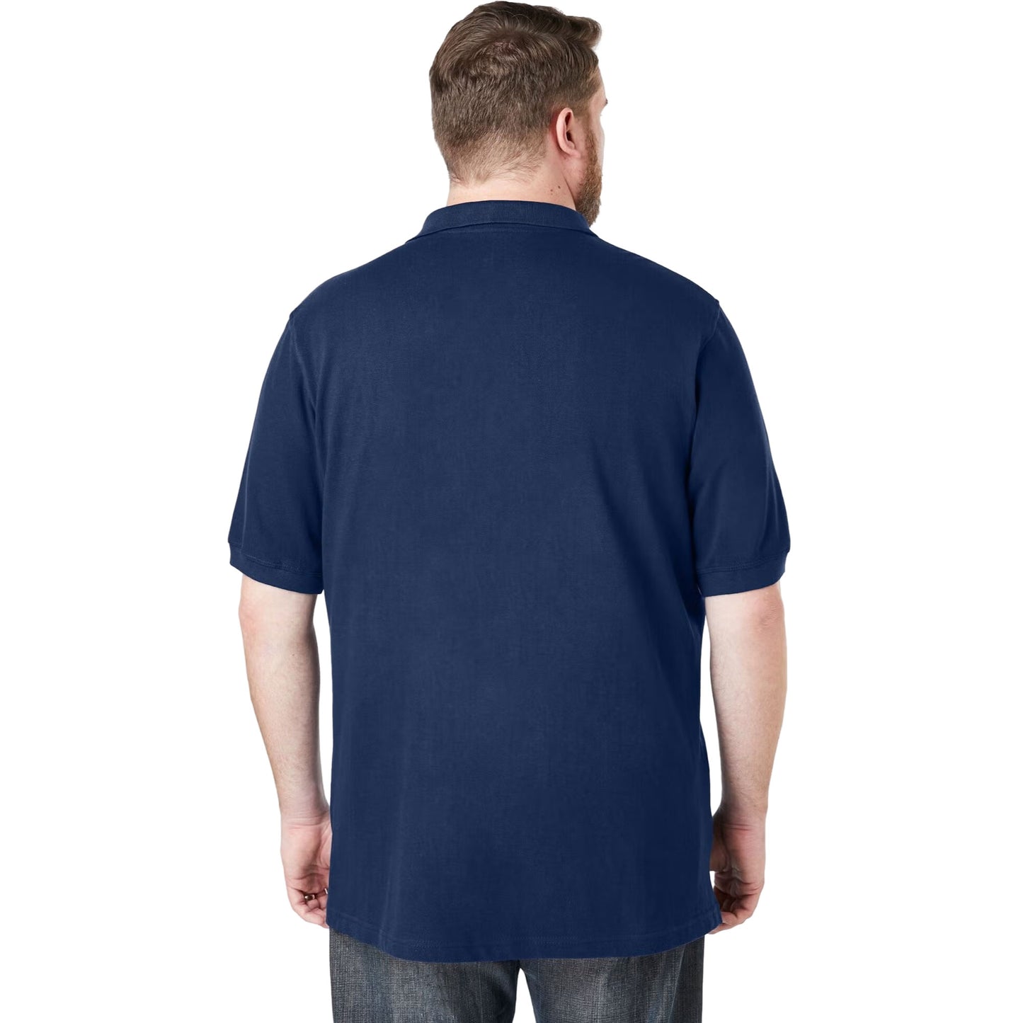 Navy blue big size men’s polo shirt with classic collar, button placket, and relaxed fit