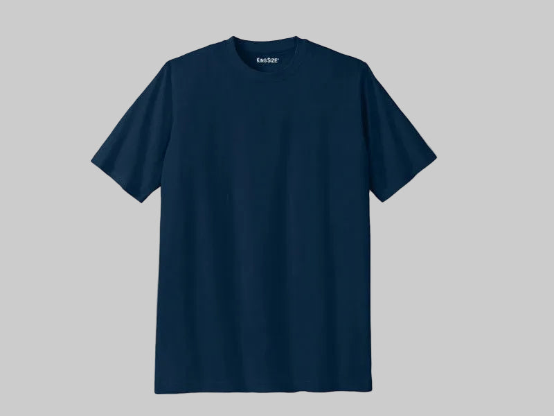 Navy Blue Big & Tall crewneck short sleeve T-shirt made from premium soft breathable fabric with a relaxed fit for everyday casual comfort.