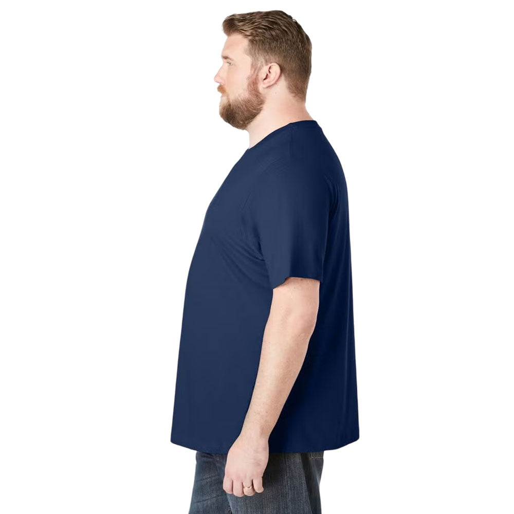 Plus-size Shrink-Less™ crewneck t-shirt with a relaxed fit, taped neck seams, and durable cotton fabric that won’t shrink in the dryer.