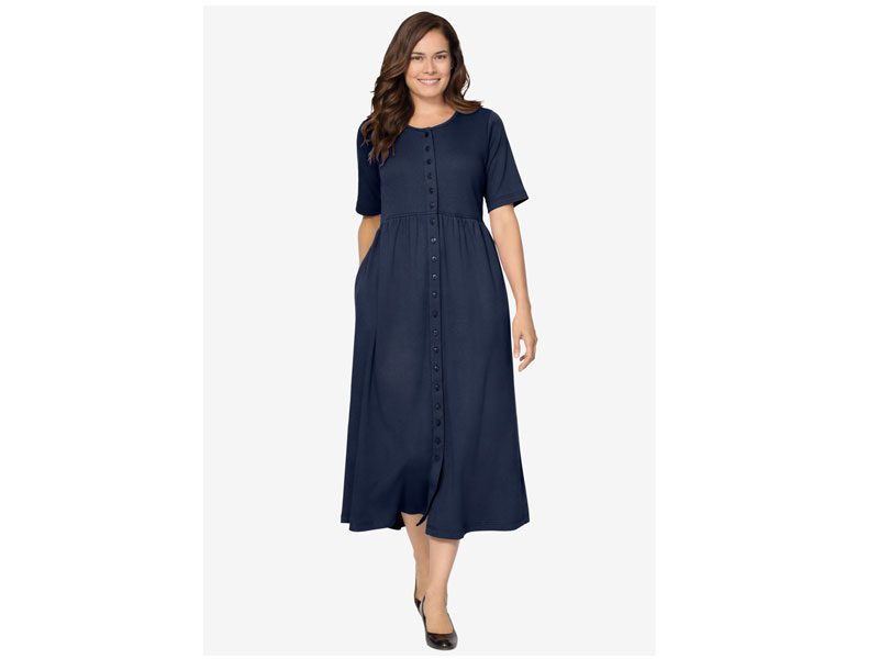 Plus Size Women Random Color Button-Front Essential Dress PSW-5744