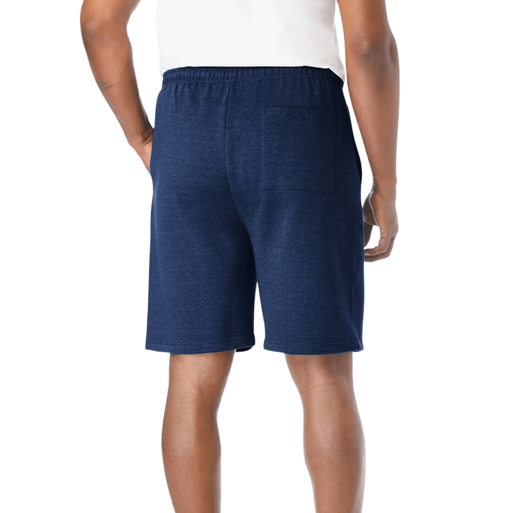 Plus-size fleece shorts with a relaxed fit, concealed drawstring waist, and side pockets for comfort and convenience.