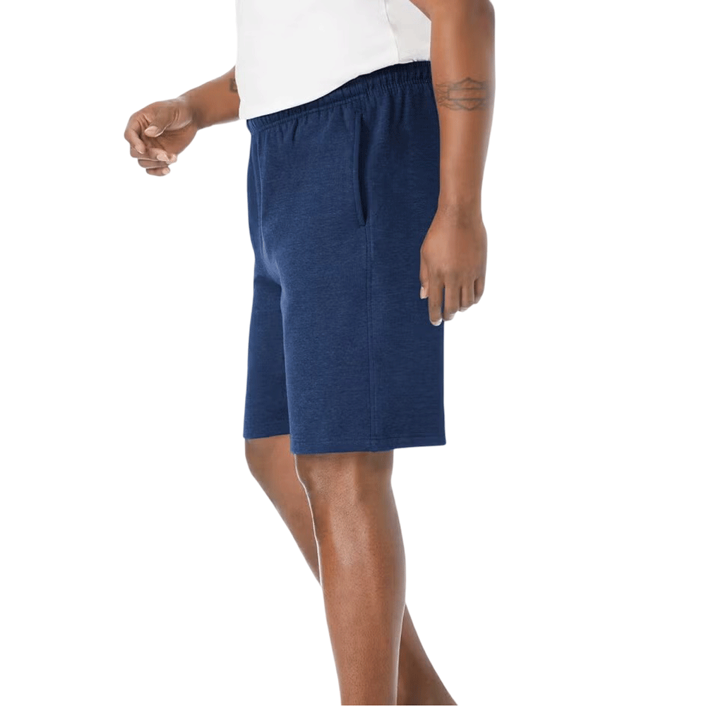 Plus-size fleece shorts with a relaxed fit, concealed drawstring waist, and side pockets for comfort and convenience.