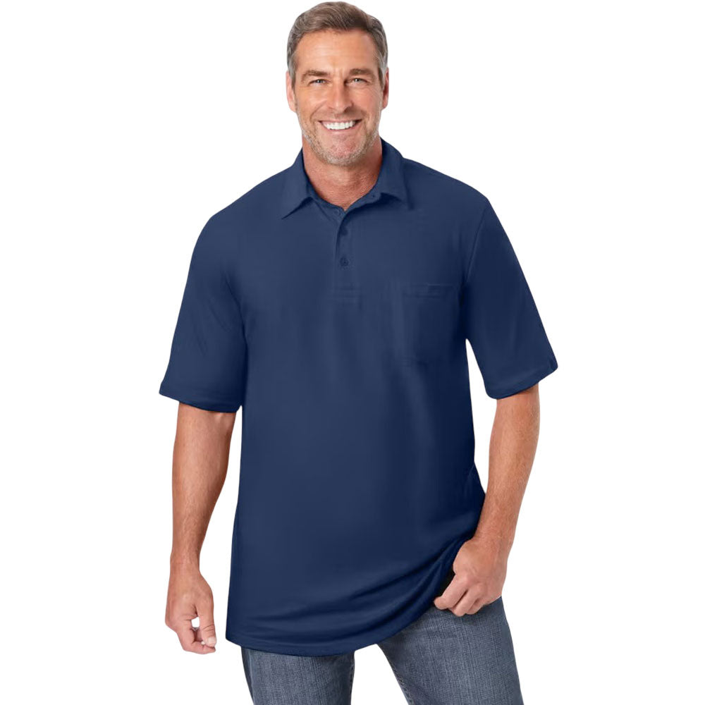 Navy Blue Jersey Big & Tall Polo Shirt – Chest Pocket, Side Vents, Generous Fit