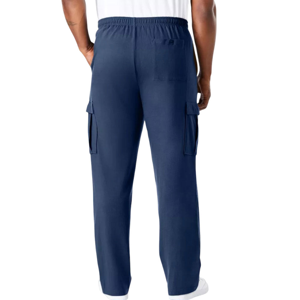 Navy Blue Jersey Big & Tall Cargo Trouser with Elastic Waistband and Cargo Pockets – Relaxed Fit