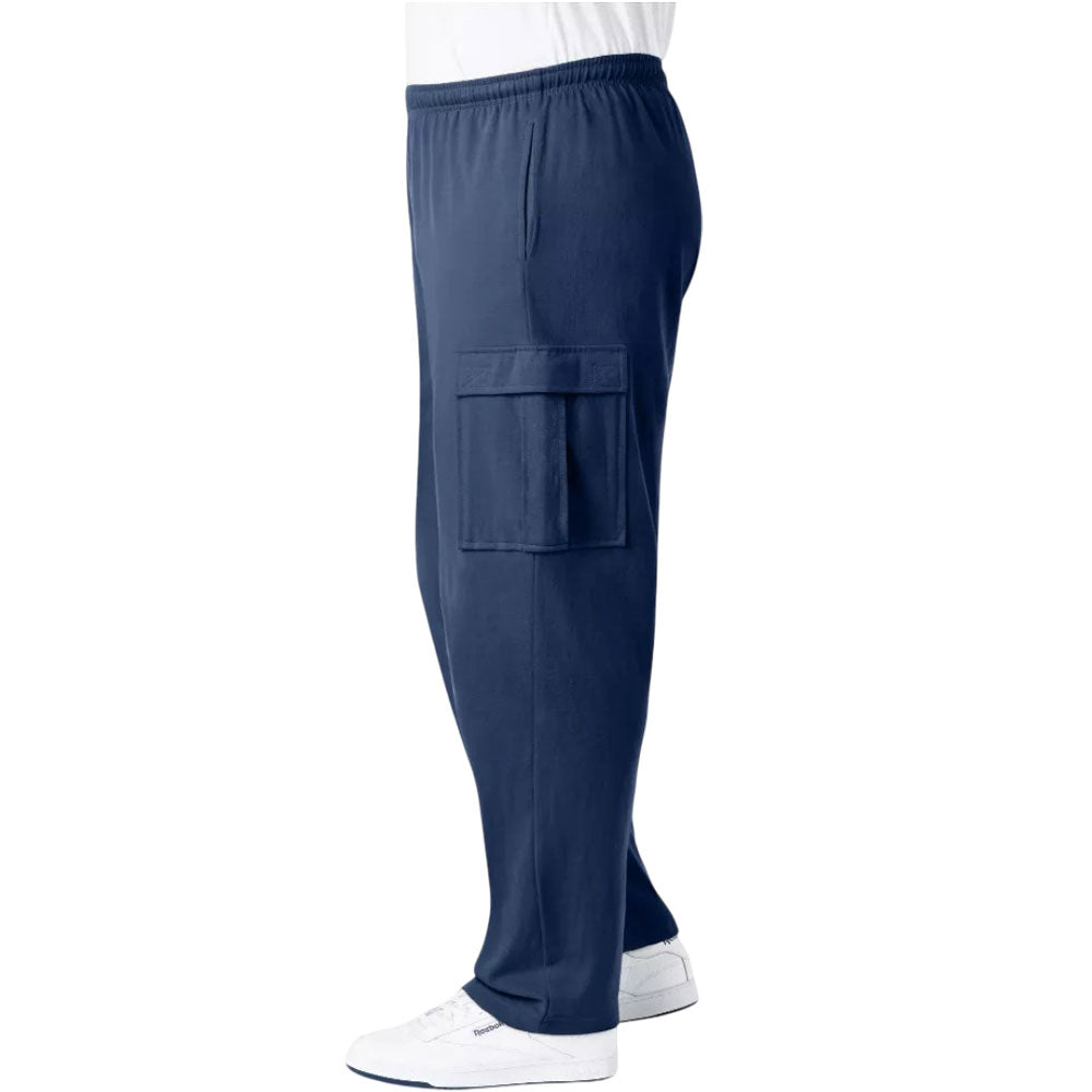 Navy Blue Jersey Big & Tall Cargo Trouser with Elastic Waistband and Cargo Pockets – Relaxed Fit