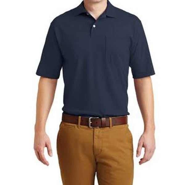 Navy blue big size men’s polo shirt with classic collar, button placket, and relaxed fit