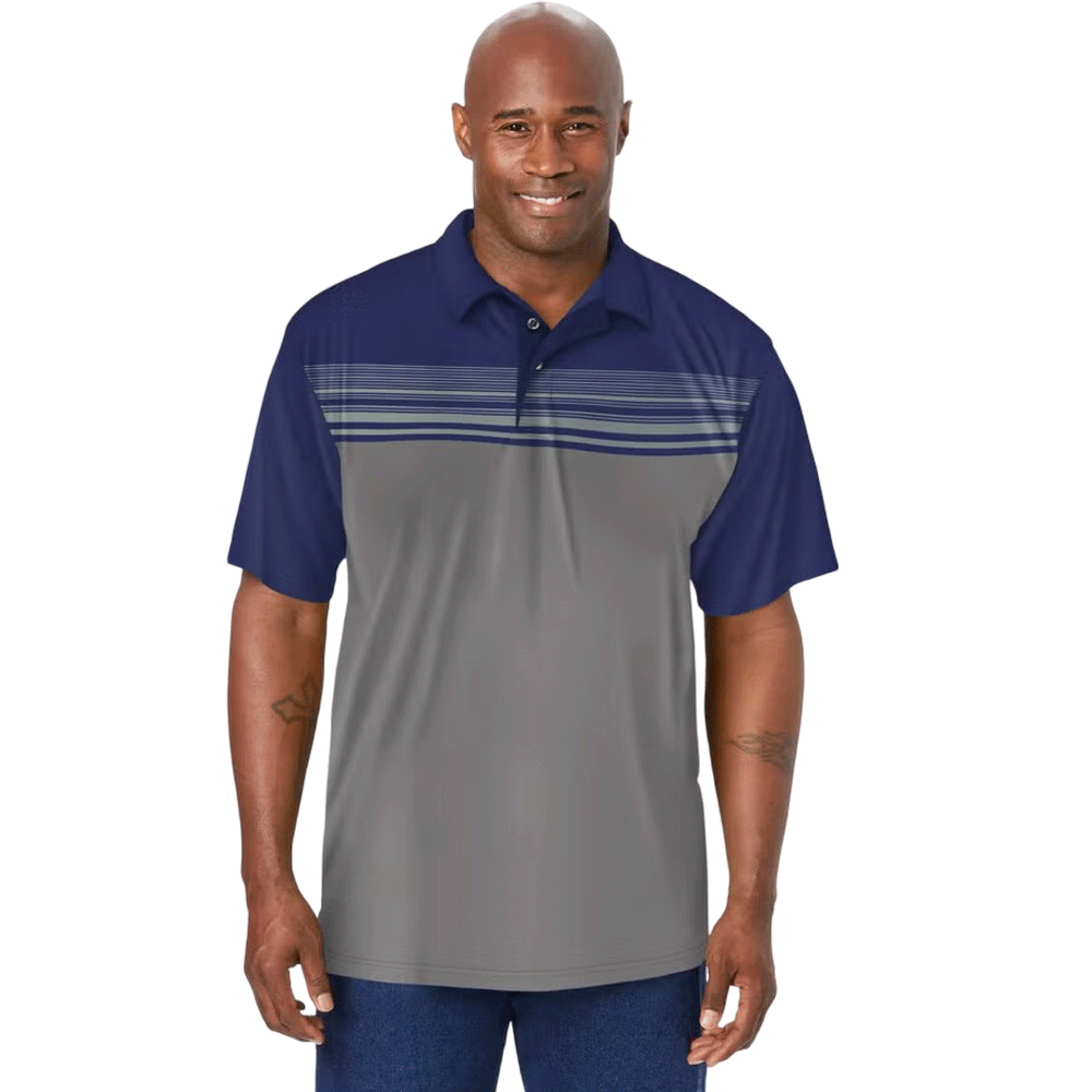 Navy Colorblock Moisture Wicking Polo Shirt PSM-8457