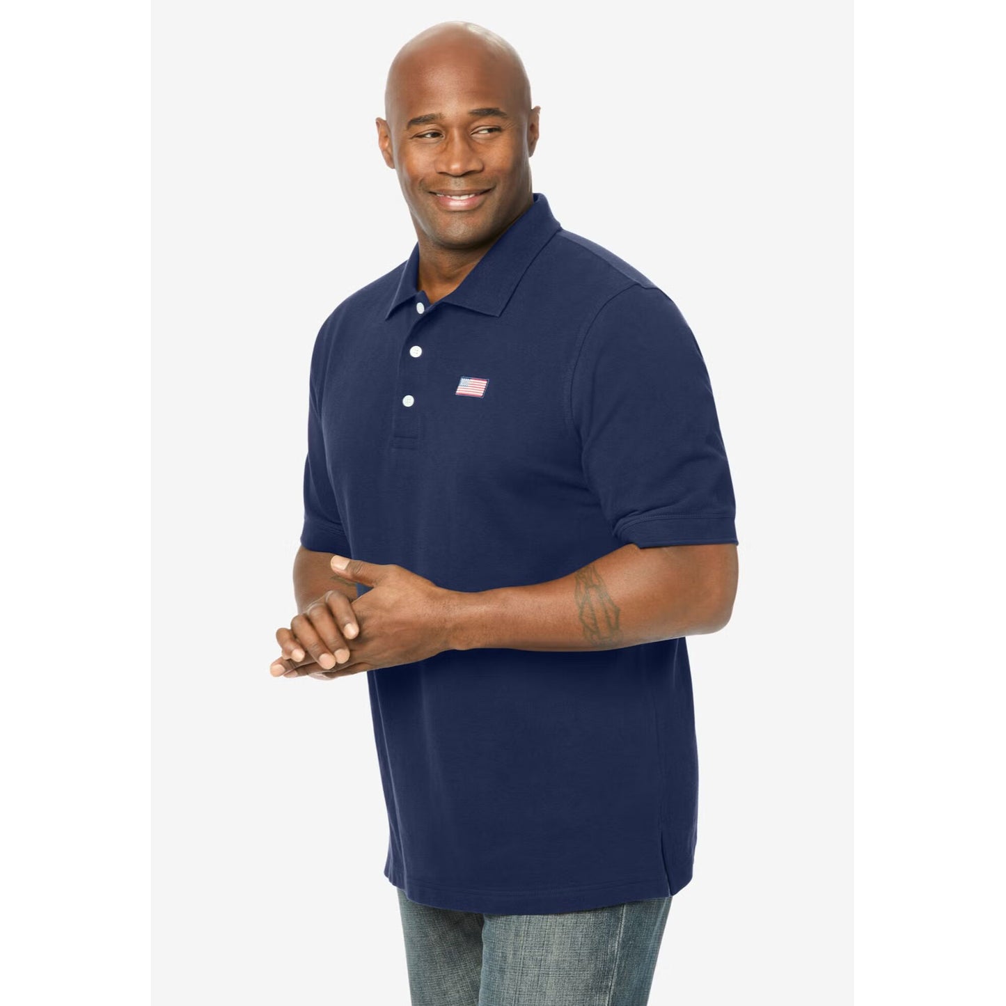 Navy Flag Shrink-Less™ Big & Tall Piqué Polo Shirt –