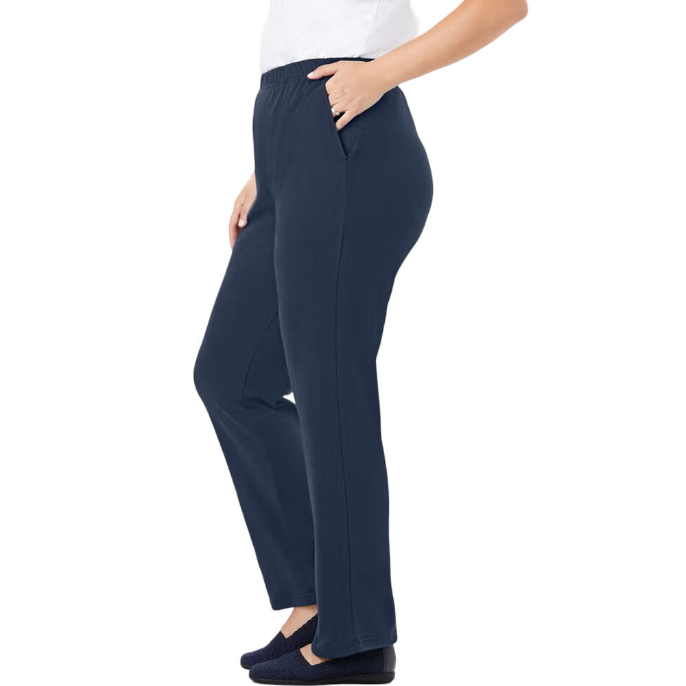 Navy Knit Straight Leg Plus Size Pant – Relaxed Fit