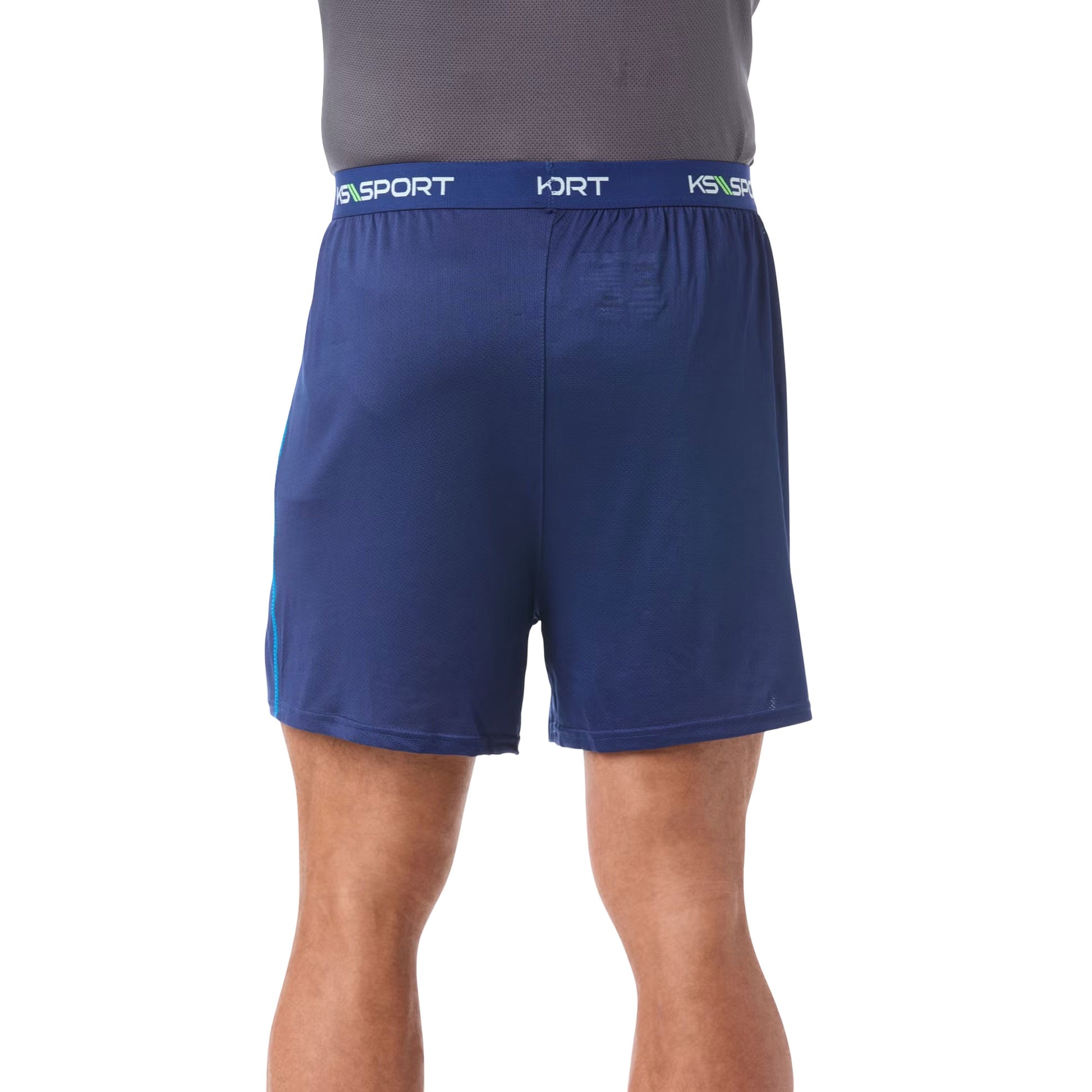 Navy Mesh Polyester Performance Boxers with Button Fly and Breathable Panels