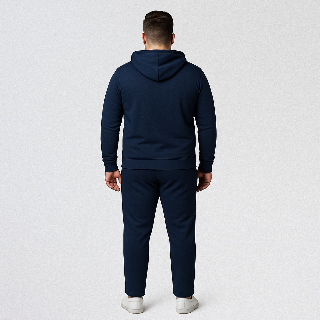 Navy Blue Plus-Size Hoodie Tracksuit PSM-10198