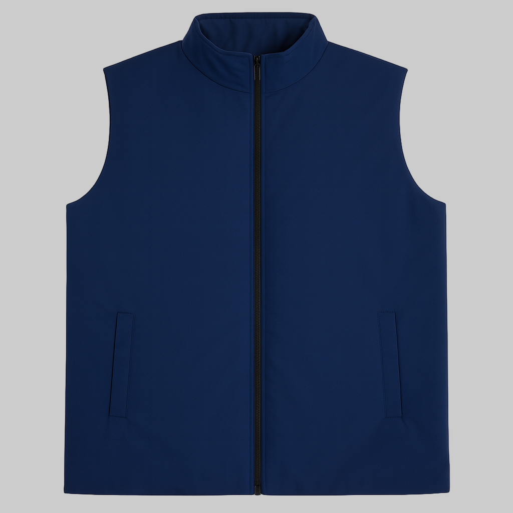 Navy Blue Plus-Size Sleeveless Puffer Jacket PSM-10001