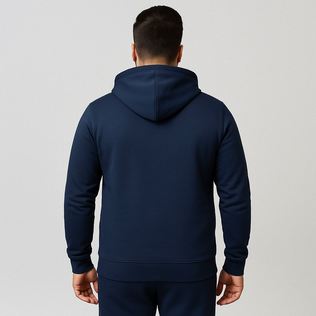 Navy Blue Plus Size Zip-Up Fleece Hoodie PSM-10207