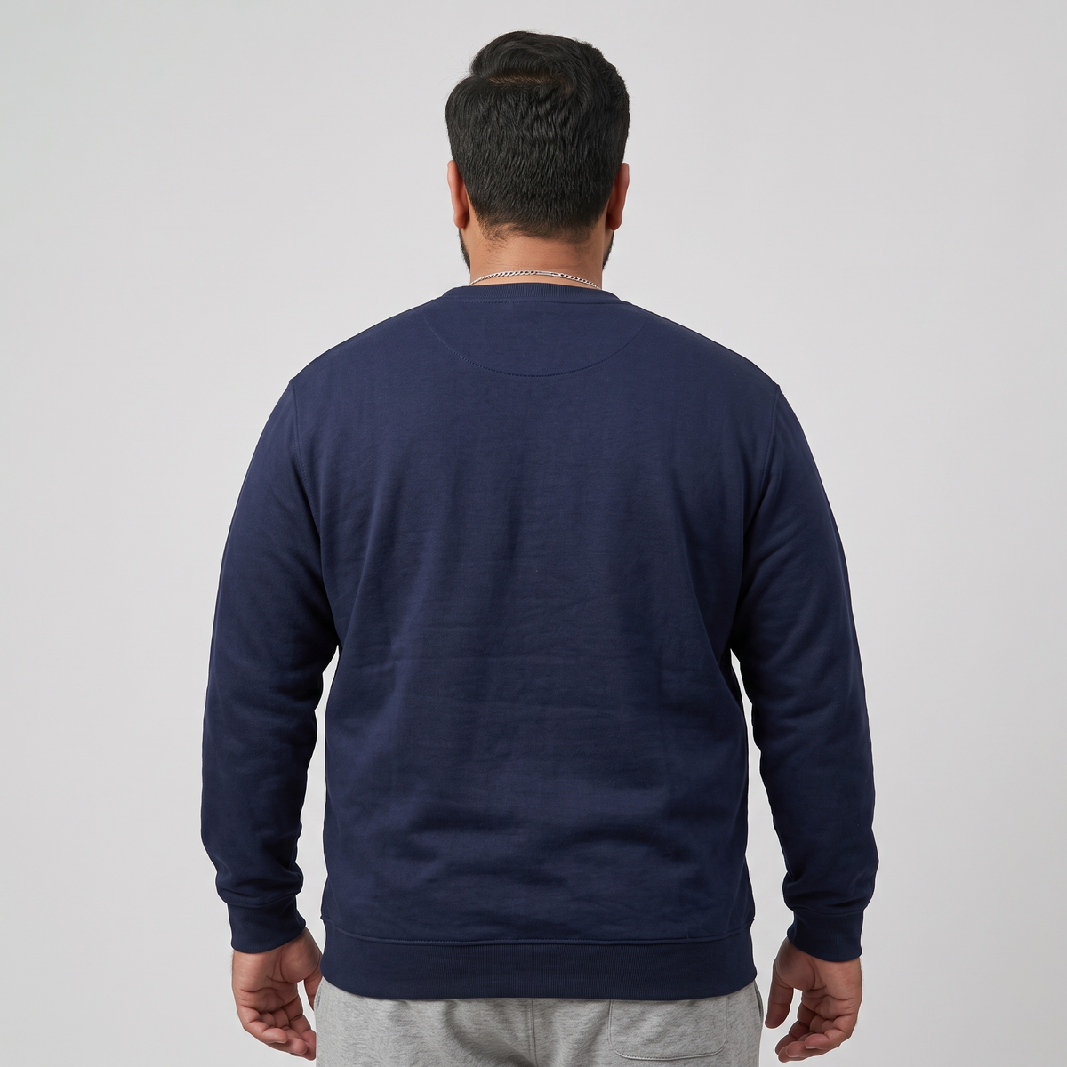 Navy Blue Big Size Crewneck Sweatshirt PSM-8911