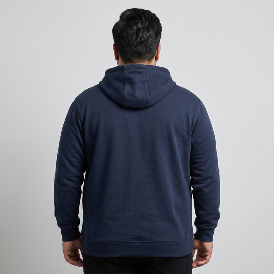 Navy Blue Classic Full-Zip Fleece Hoodie PSM-10450