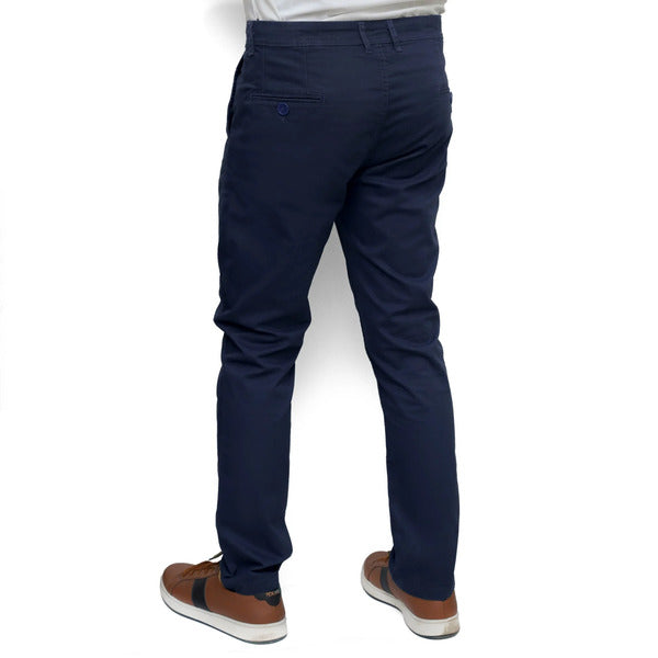Navy Blue Straight Fit Regular Cotton Pants with Button Closure and Zip Fly – Classic Everyday Fit