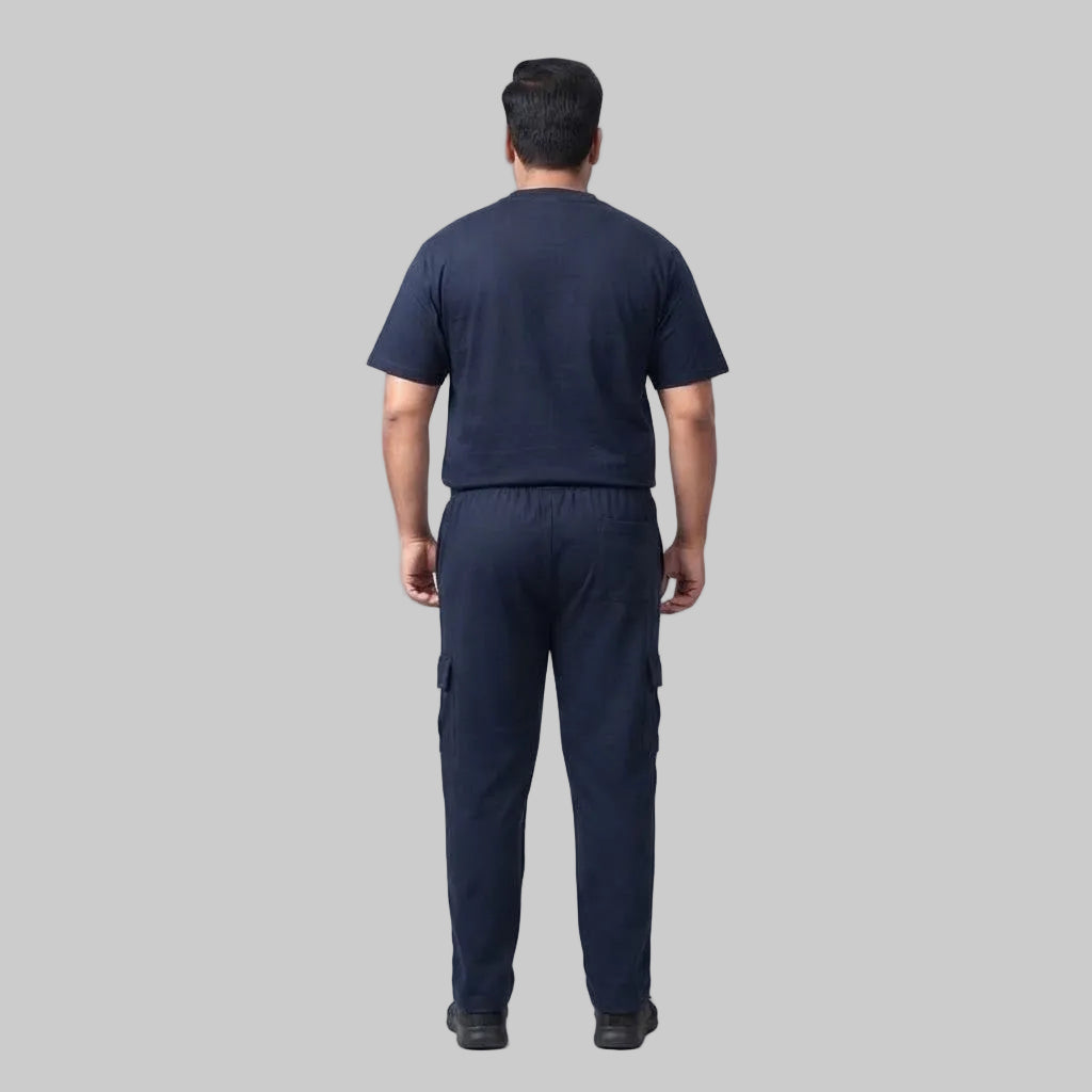 Navy Blue Terry Cargo Co-Ord Set made from soft terry fabric