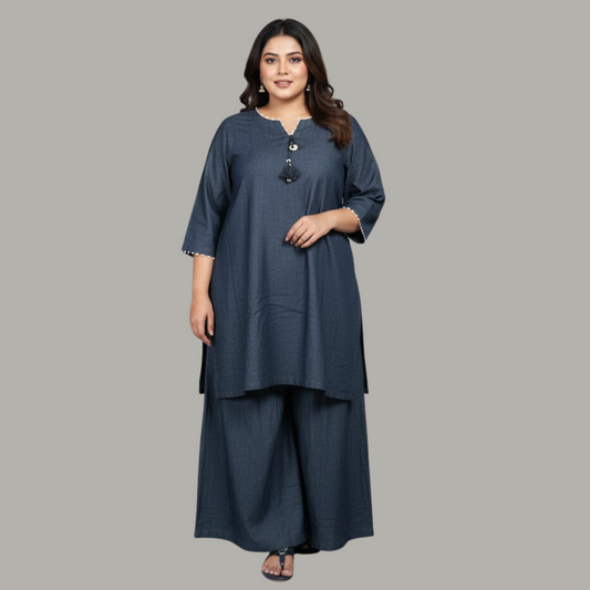 Nilofer 2-Piece Denim Blue Tencel Suit PSW-10033