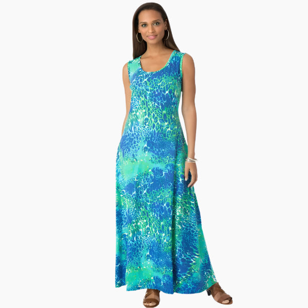 Ocean Print Flared Tank Dress PSW-7347