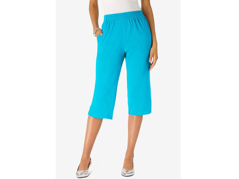 Comfortable plus-size women's trousers with a relaxed fit, elastic waistband, and side slits.