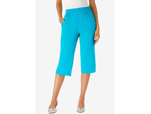 Comfortable plus-size women's trousers with a relaxed fit, elastic waistband, and side slits.