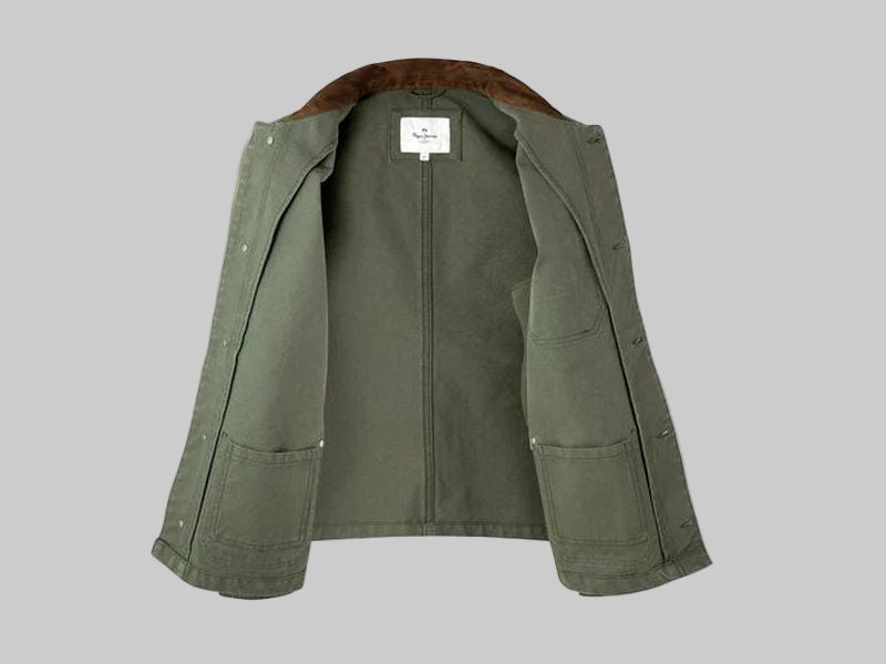 Olive Green Twill Cotton Big Size Jacket PSM-6174