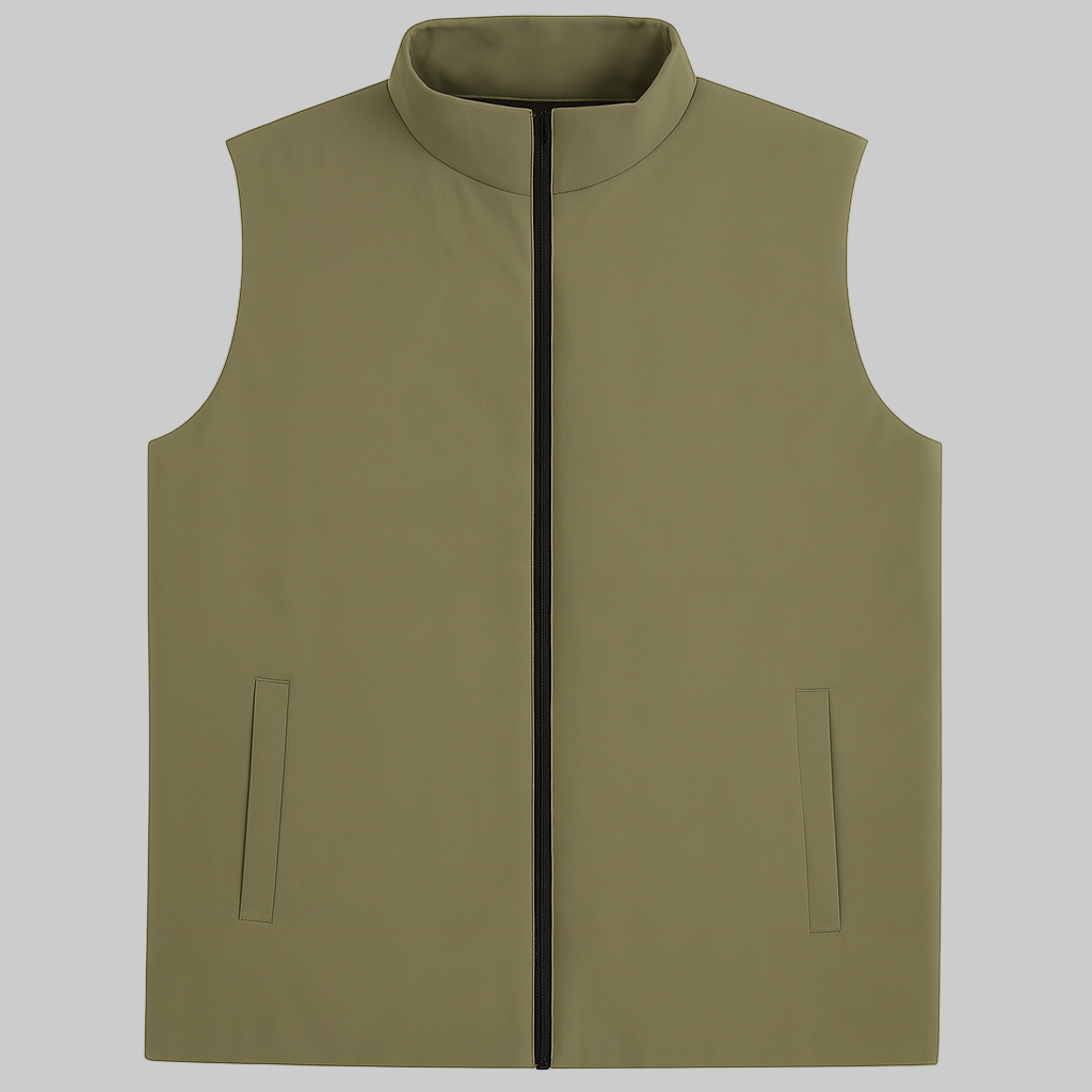 Olive Plus-Size Sleeveless Puffer Jacket PSM-10004