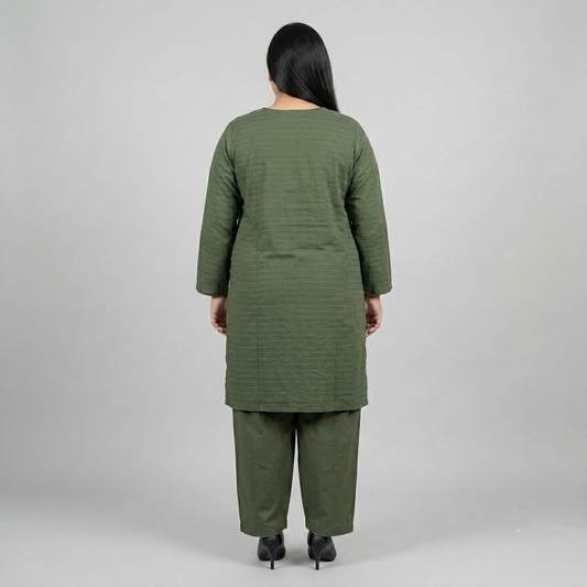 Olive Grove Striped Dobby Jacquard Co-Ord Set PSW-11411