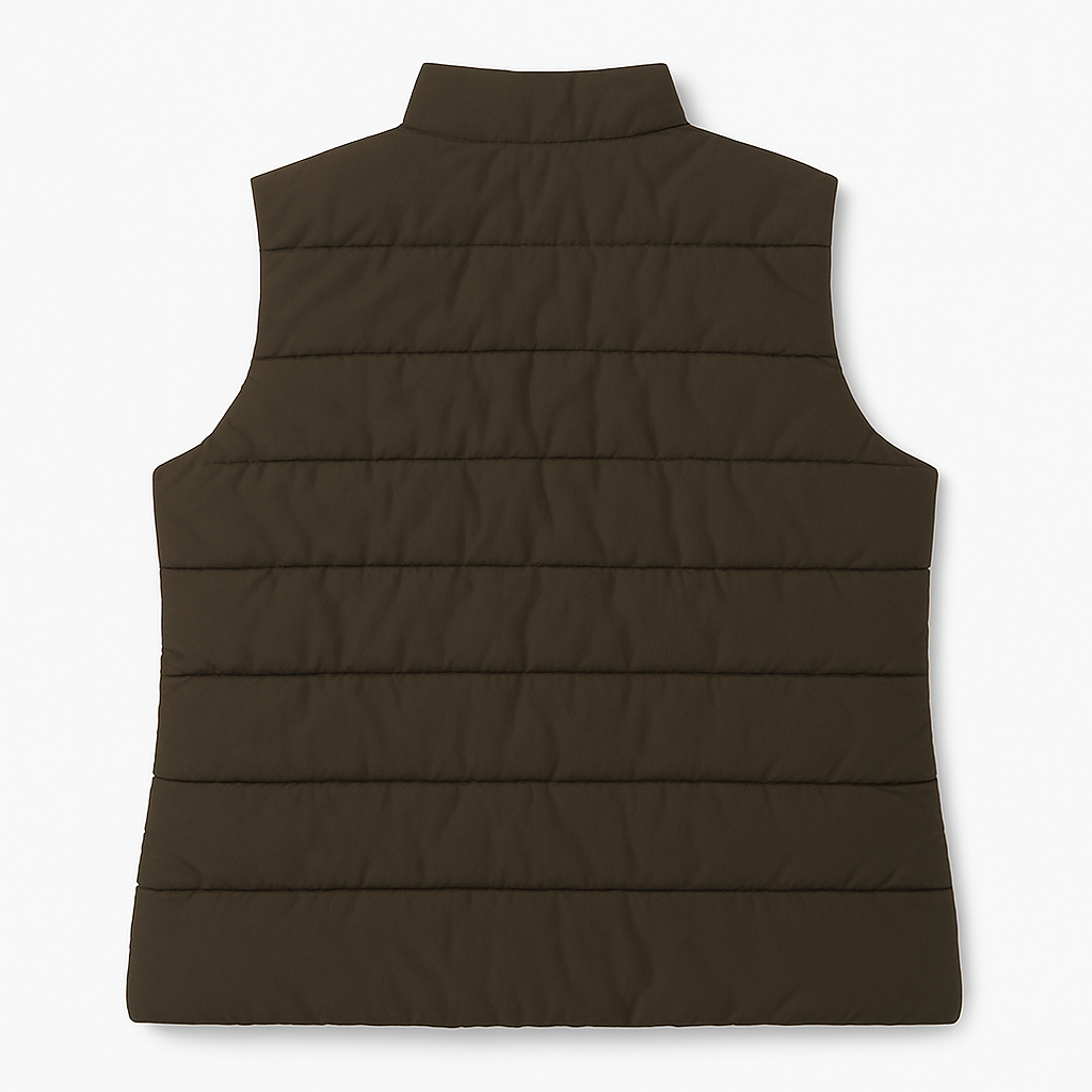 Olive Zip-Front Sleeveless Puffer Jacket for Plus Size Women