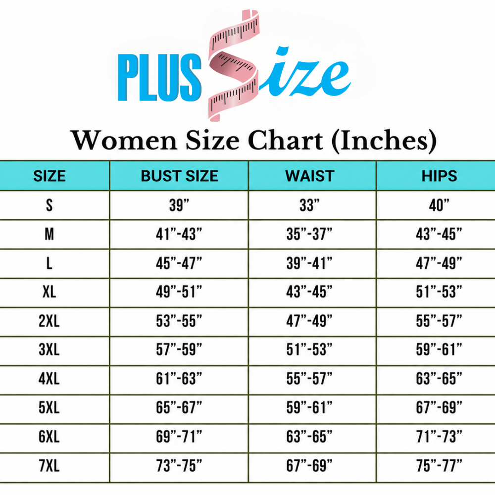 Women's Plus Size Chart - S to 7XL