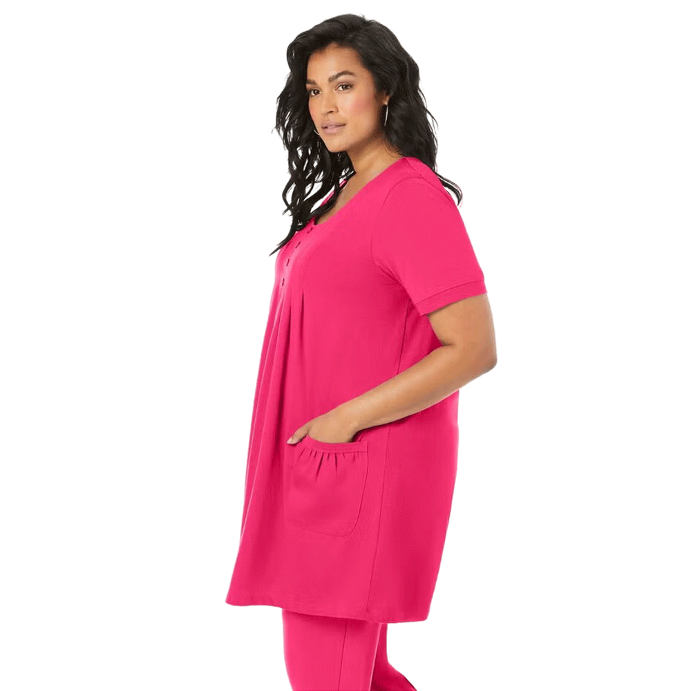 Pink Burst Plus Size Women Two Pocket Soft Knit Tunic PSW-4789