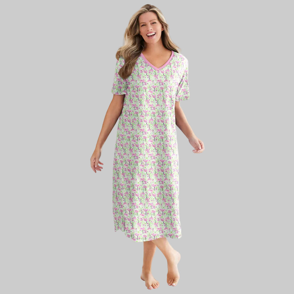 Pink Flamingos Long Print Sleepshirt PSW-8360
