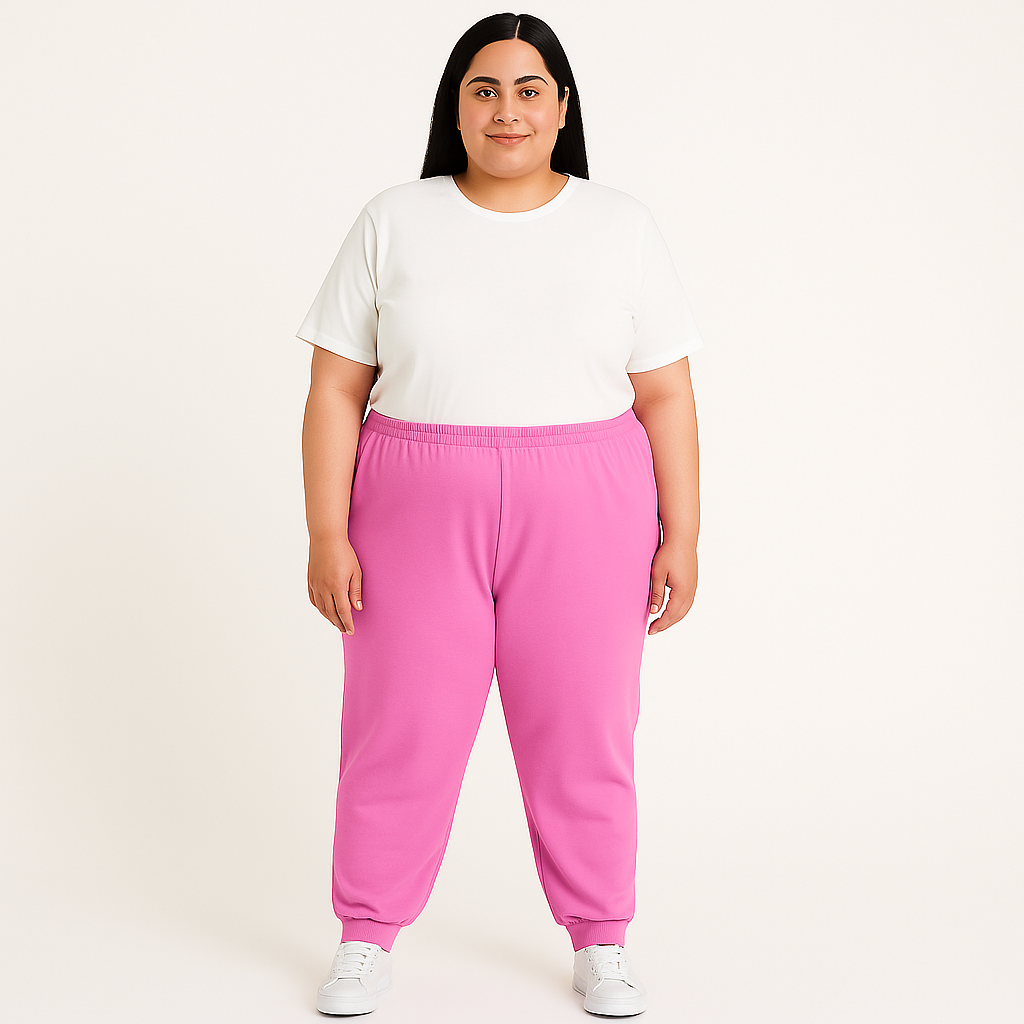 Pink Basic Plus Size Women Jogger PSW-3957