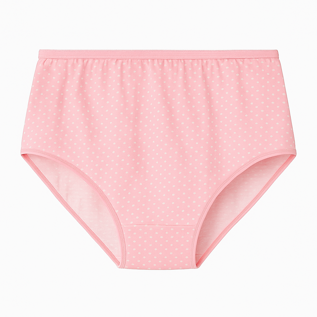 Plus Size Pink Polka Dot High-Waist Cotton Brief