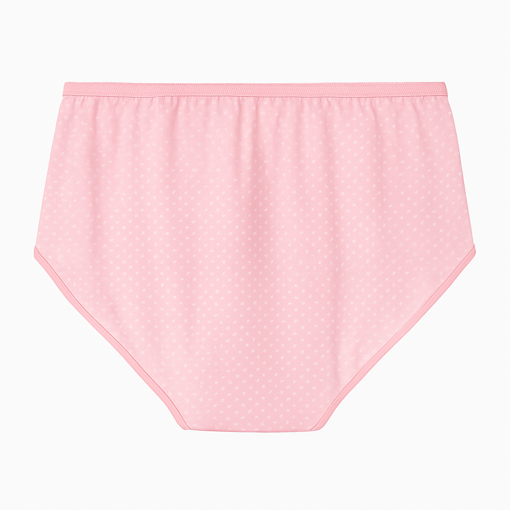 Plus Size Pink Polka Dot High-Waist Cotton Brief