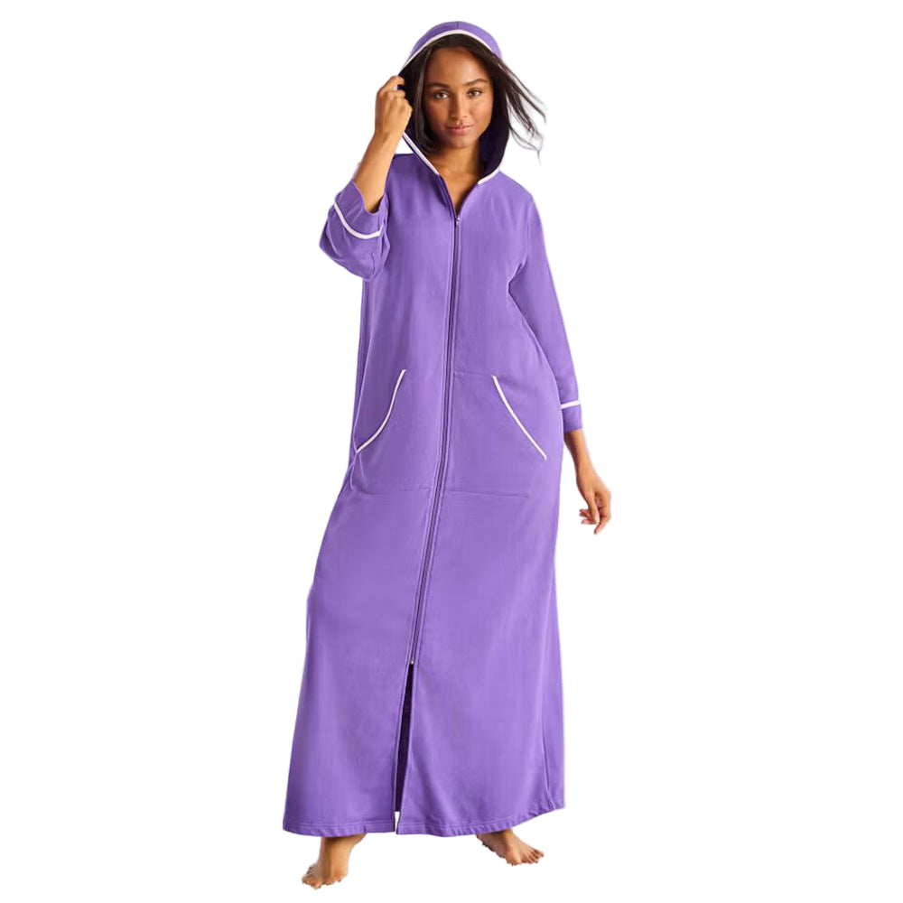 Flat-lay of Plum Burst French Terry Robe on neutral background