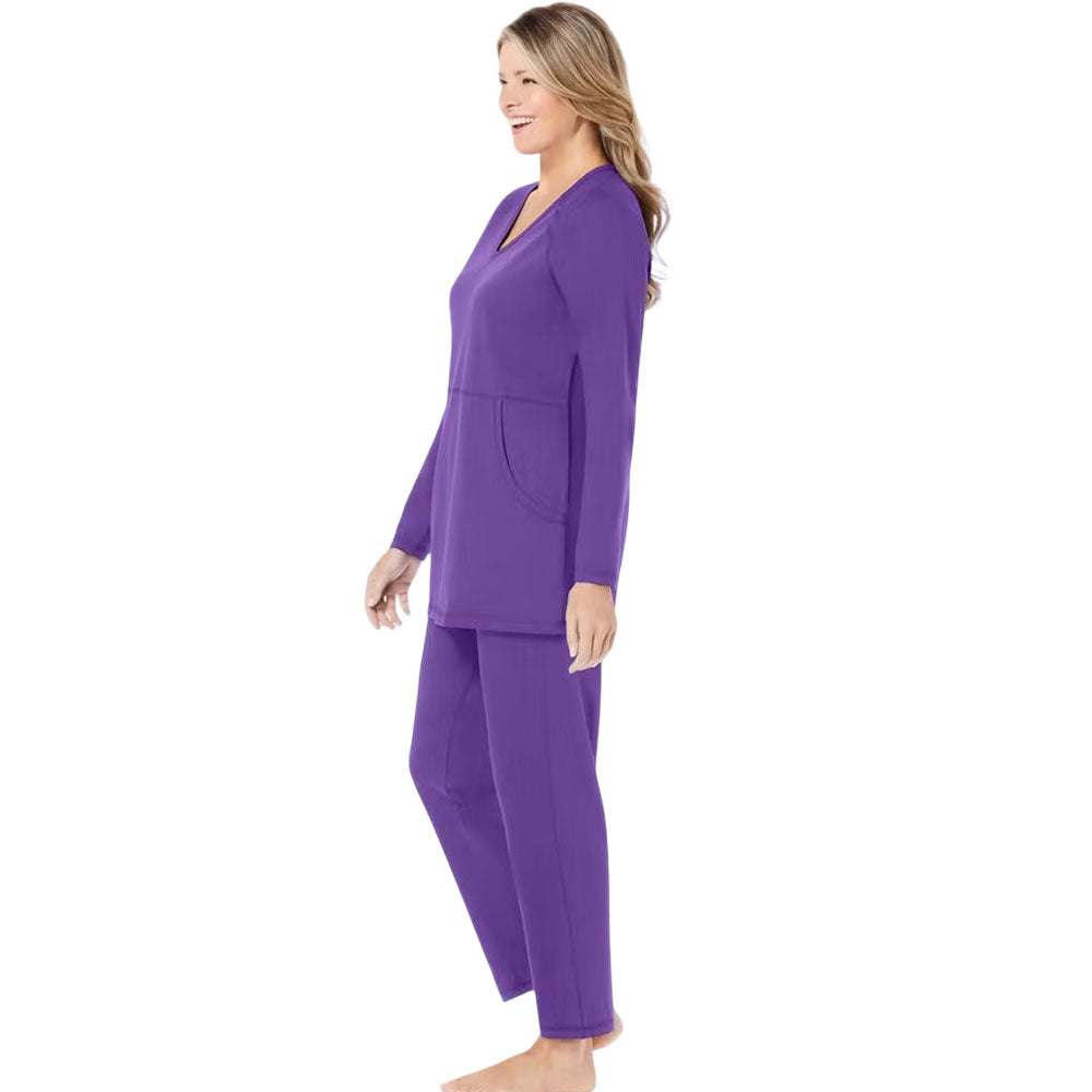 Plum Burst Plus Size 2-Piece Lounge Set – Relaxed Fit in Bold Color