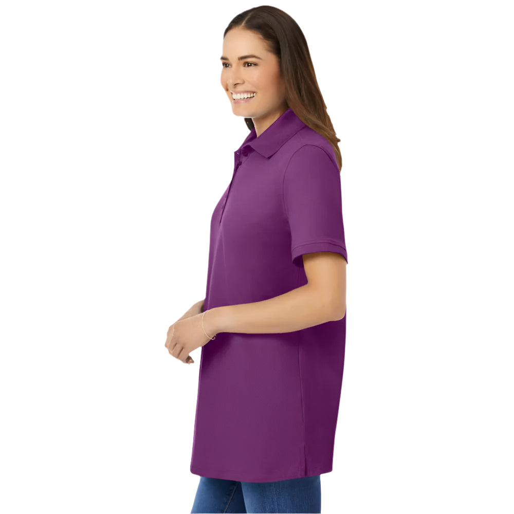 Plum Purple Elbow-Sleeve Polo Tunic – Soft Cotton Casual Top for Women