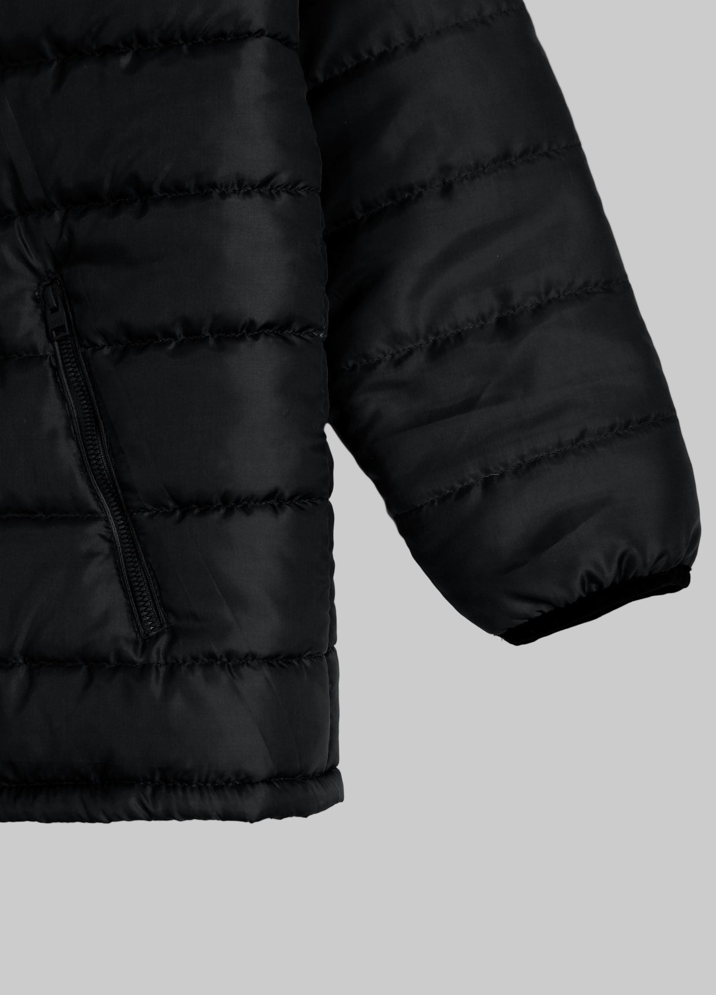 Black Plus Size Long Sleeve Puffer Jacket PSM-7536