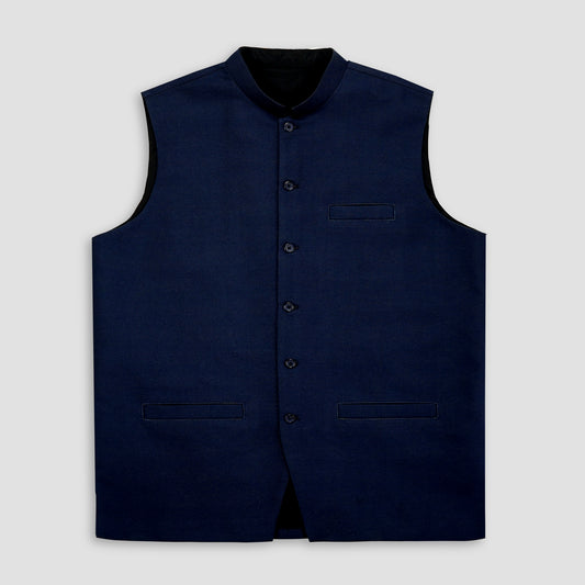 Plus Size Navy Blue Suiting Fabric Waistcoat PSM-9259