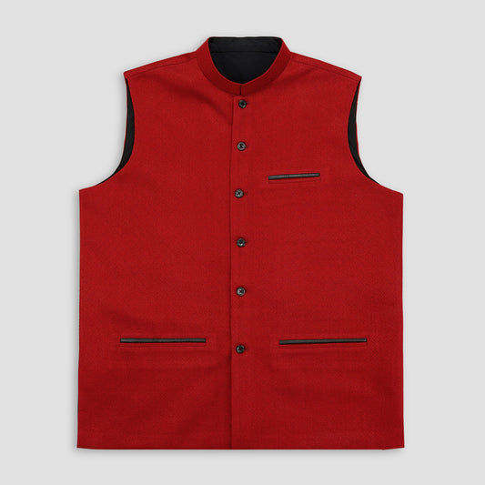 Plus Size Red Suiting Fabric Waistcoat PSM-9260