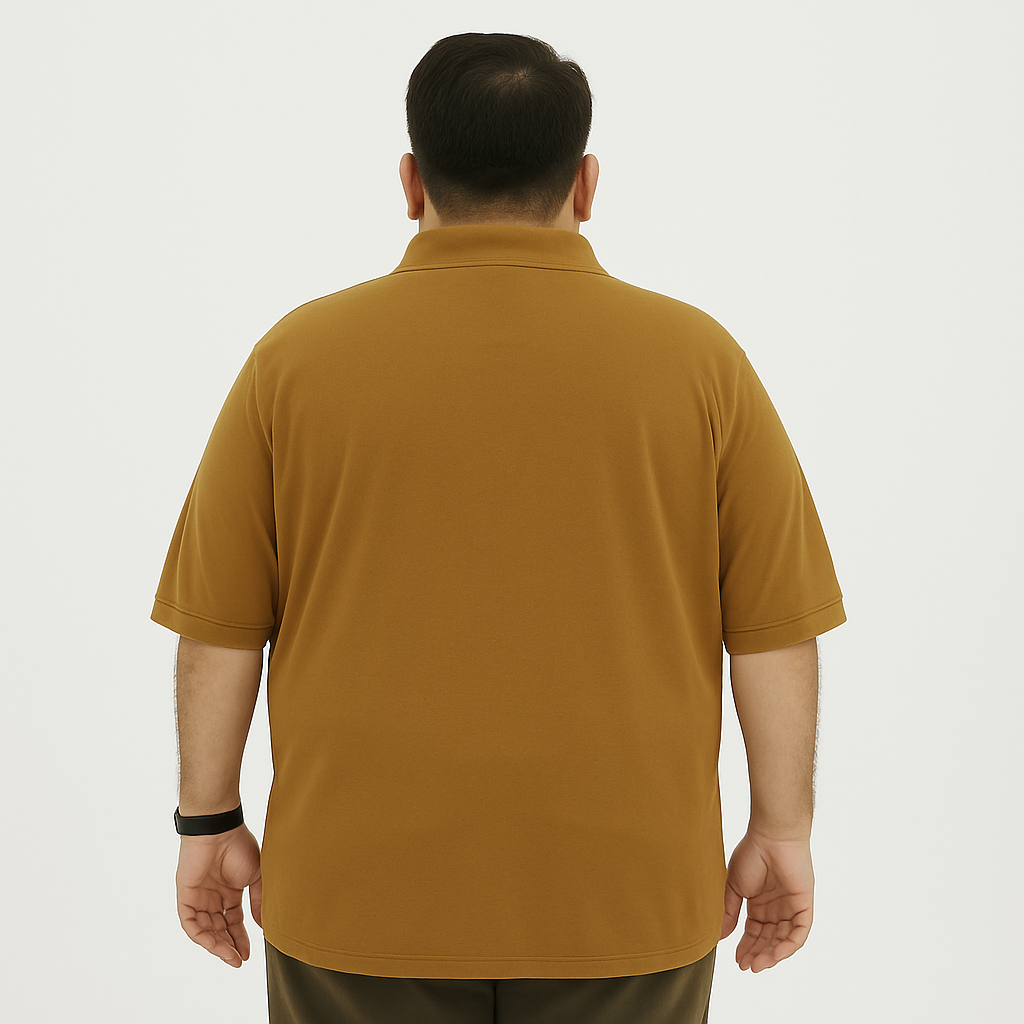 Plus Size Classic Comfort Mustard Brown Polo Shirt PSM-9209