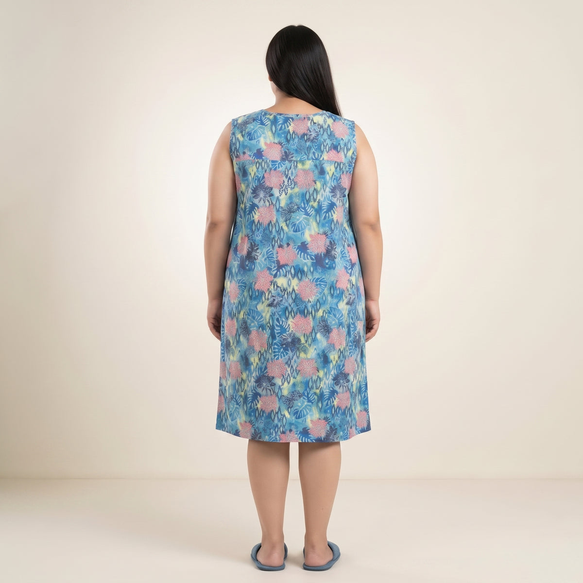 Pool Blue Tropical Palm Lounger | Plus Size - PSW-10646